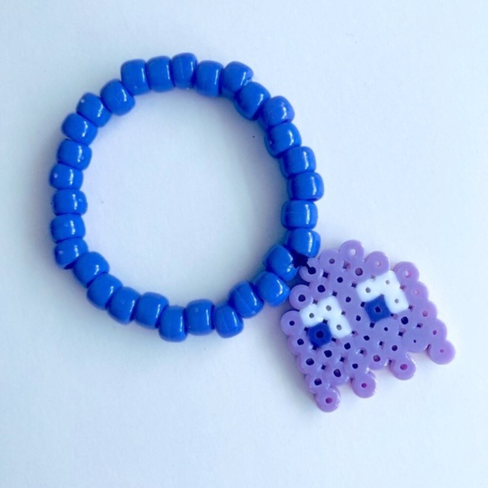 🍒 5/$25 🍒 Lavender Ghost Rave Kandi Perler Bracelet